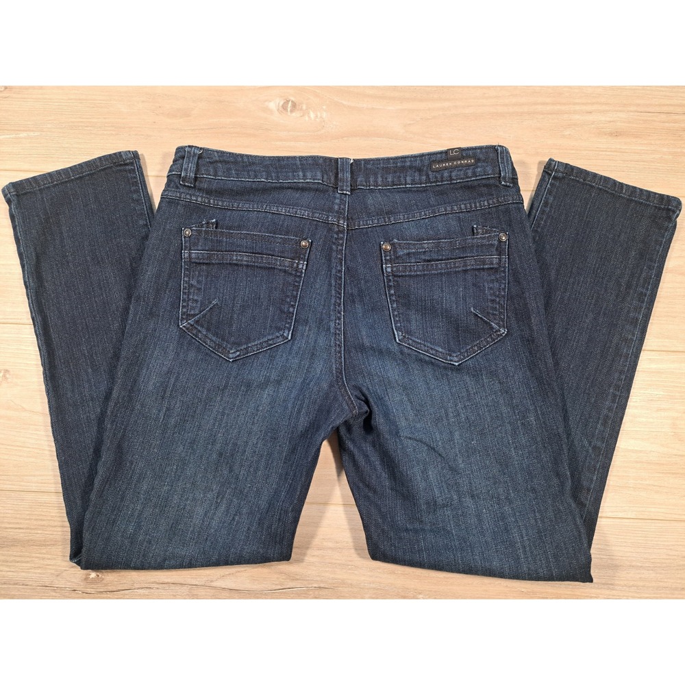LC Lauren Conrad Womens Dark Wash Straight Leg Denim Jeans Size 8 Indigo - Picture 2 of 6